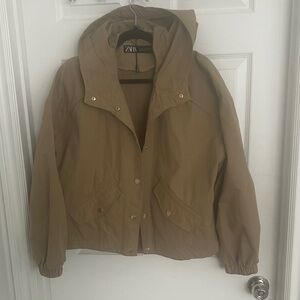 ZARA Hooded Utility Jacket in Khaki
